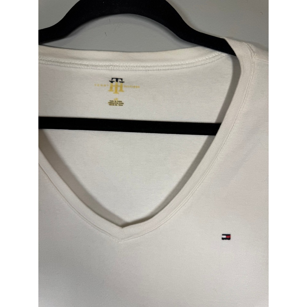 Y2K Tommy Hilfiger White V-Neck Tee - Picture 2 of 4